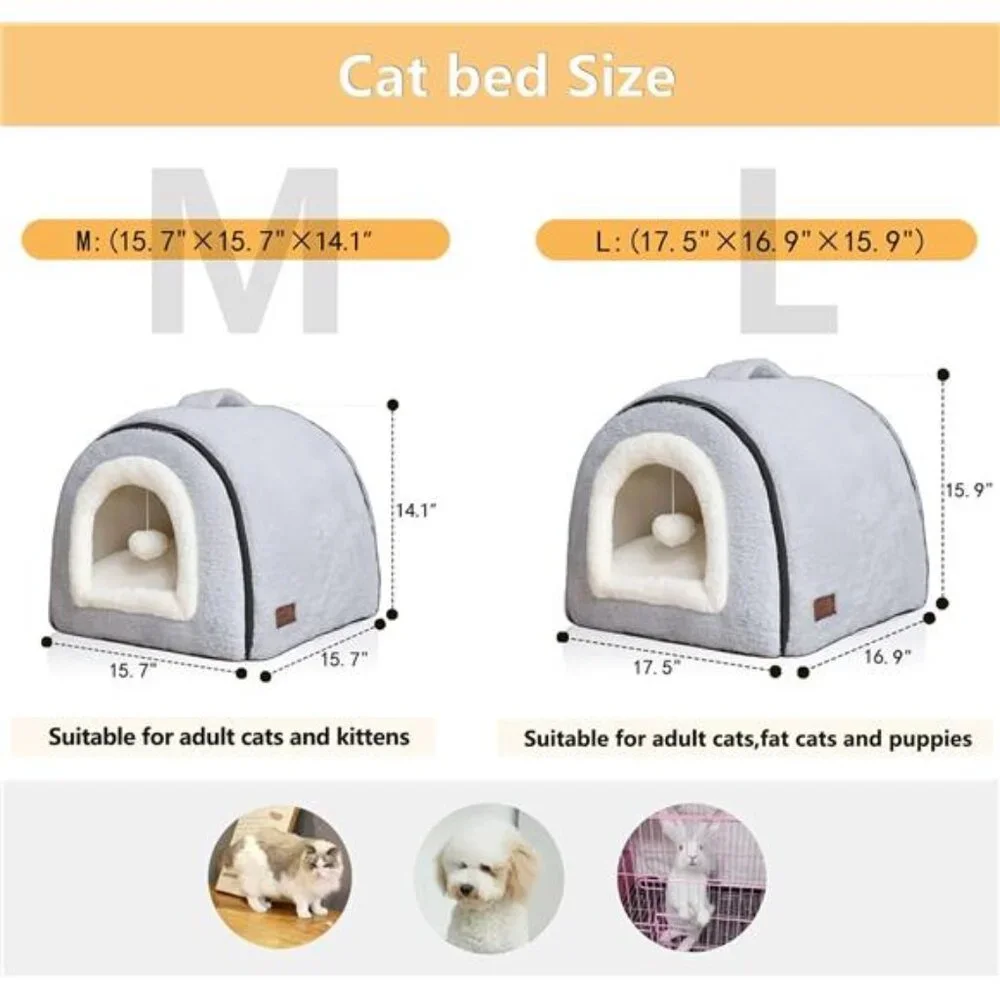 Cat Bed for Indoor Cats，Foldable cat cave，Anti-Slip & Water-Resistant